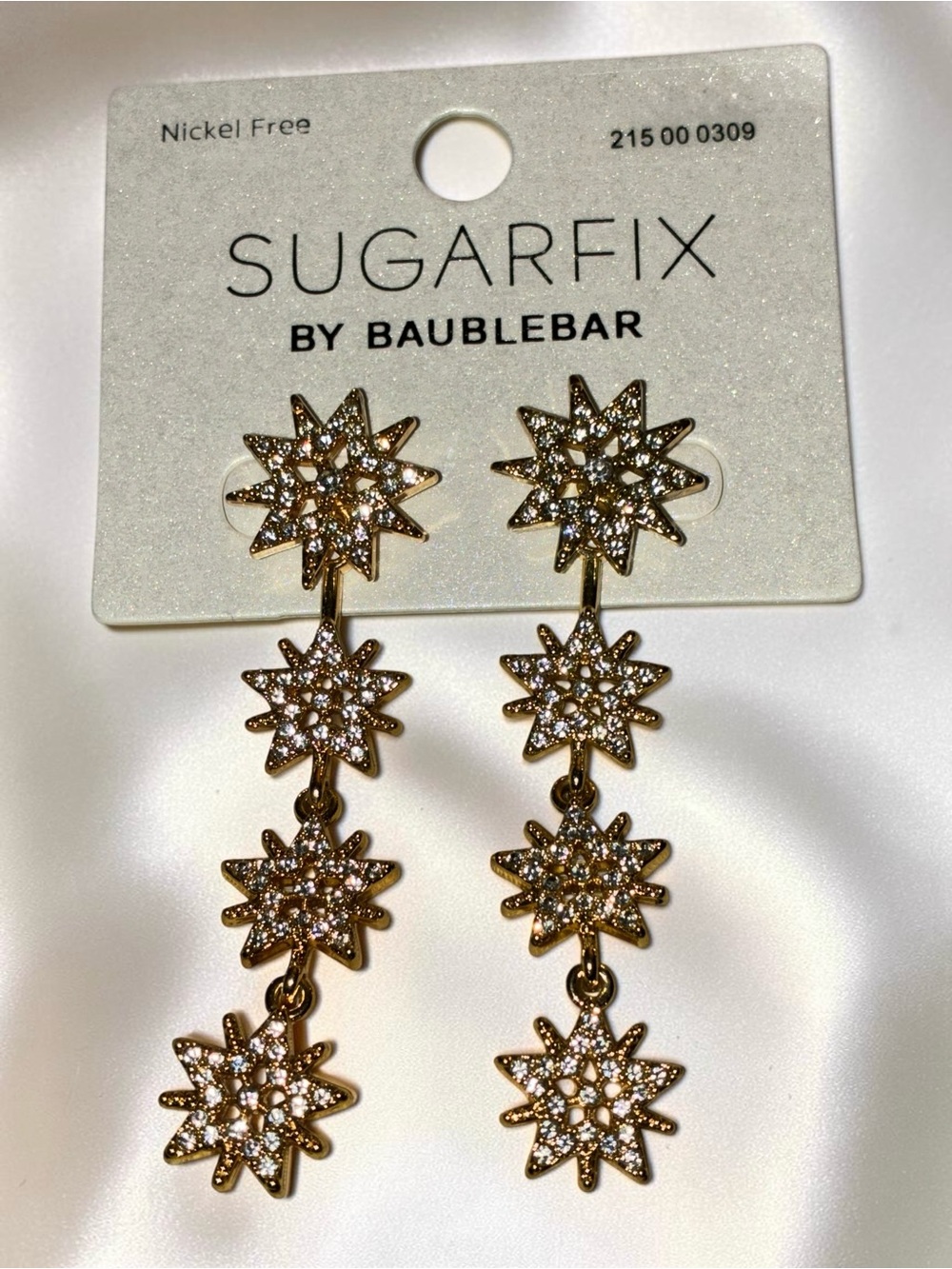 BAUBLEBAR Christmas Holiday Winter Linear Snowflakes Dangling Earrings NEW NWT